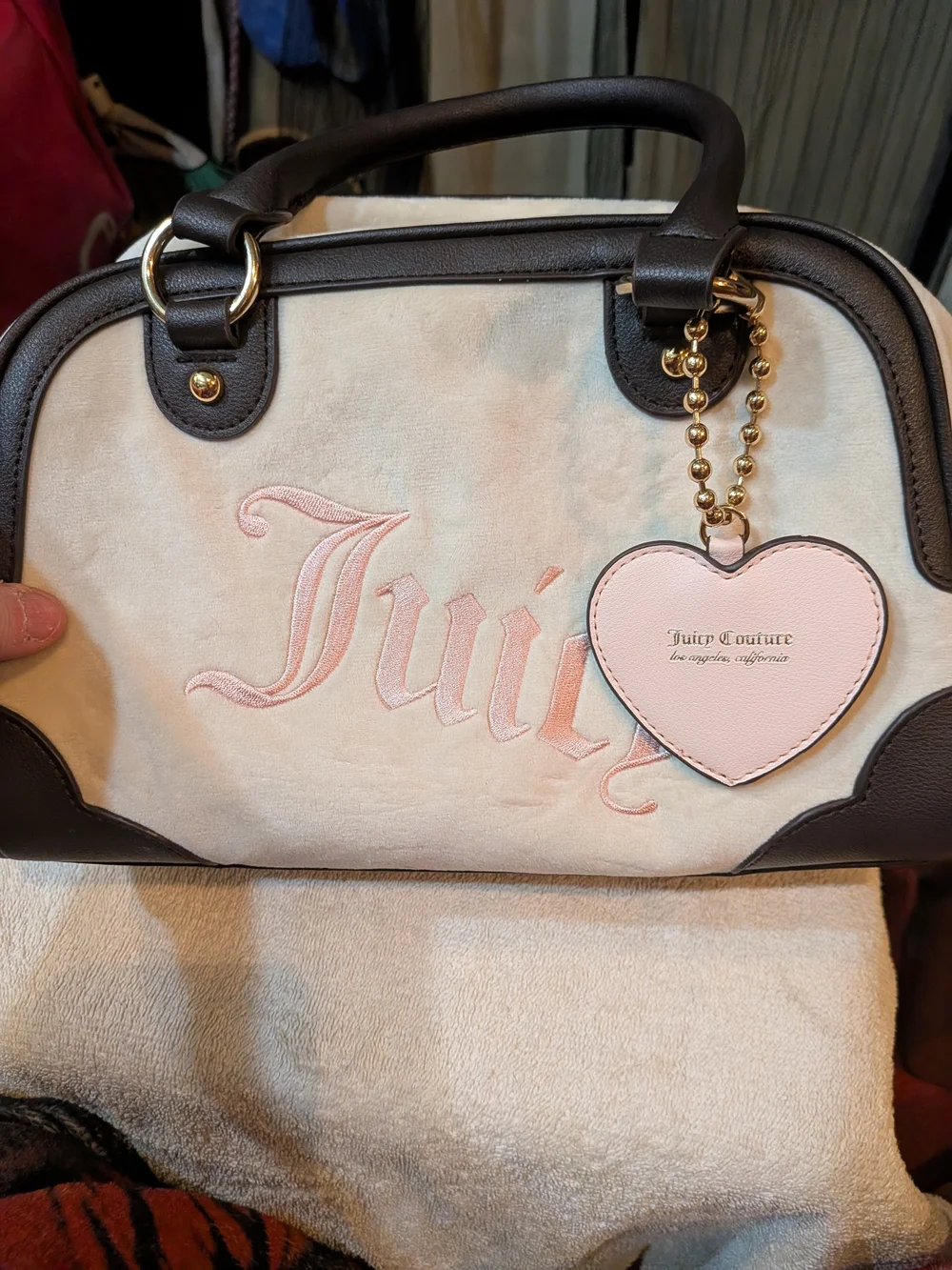 Juicy Couture Pink Heart Charm Satchel Bag